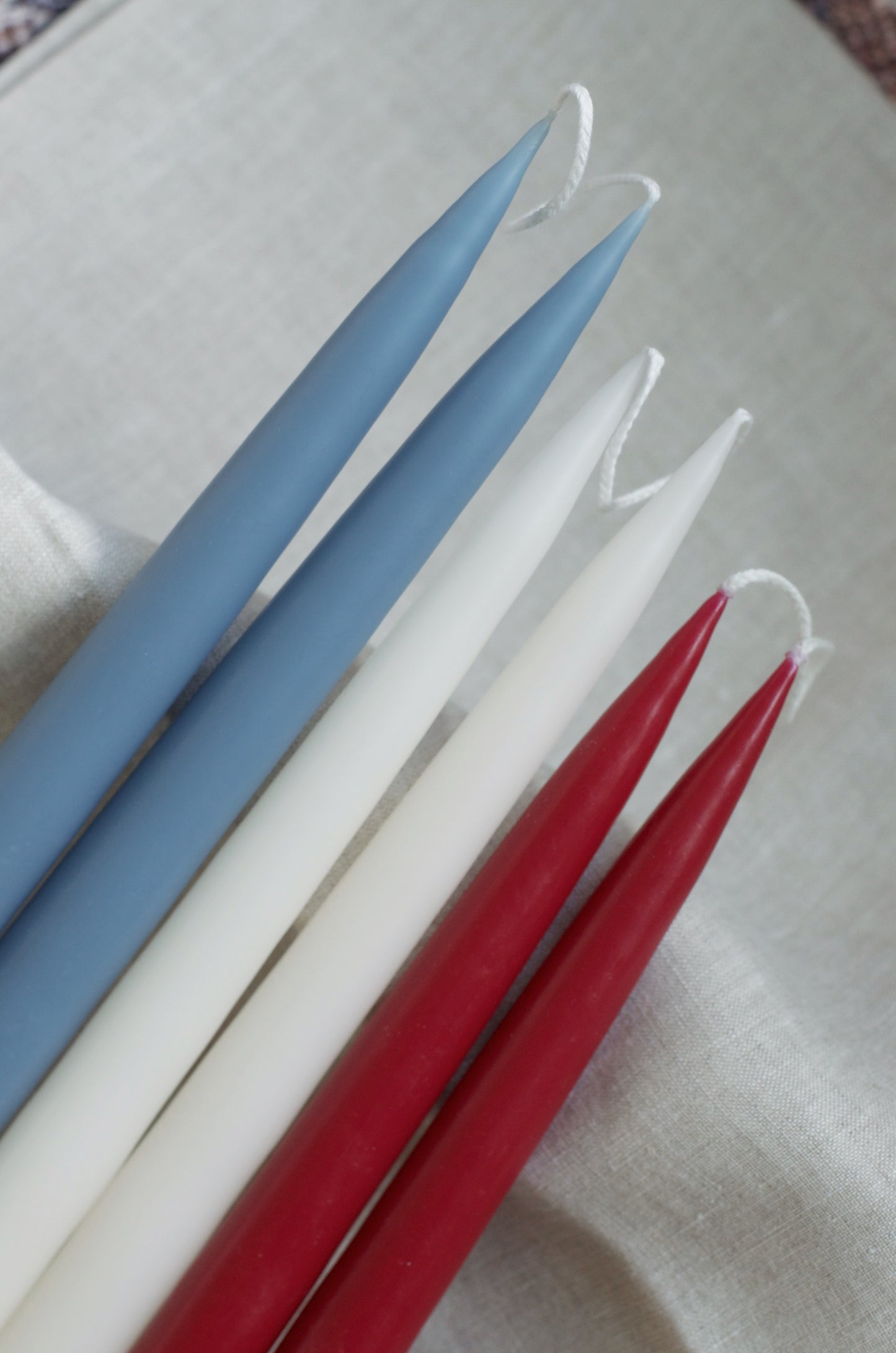 Vintage Patriotic Taper Trio - Slate, Ivory, Burgundy