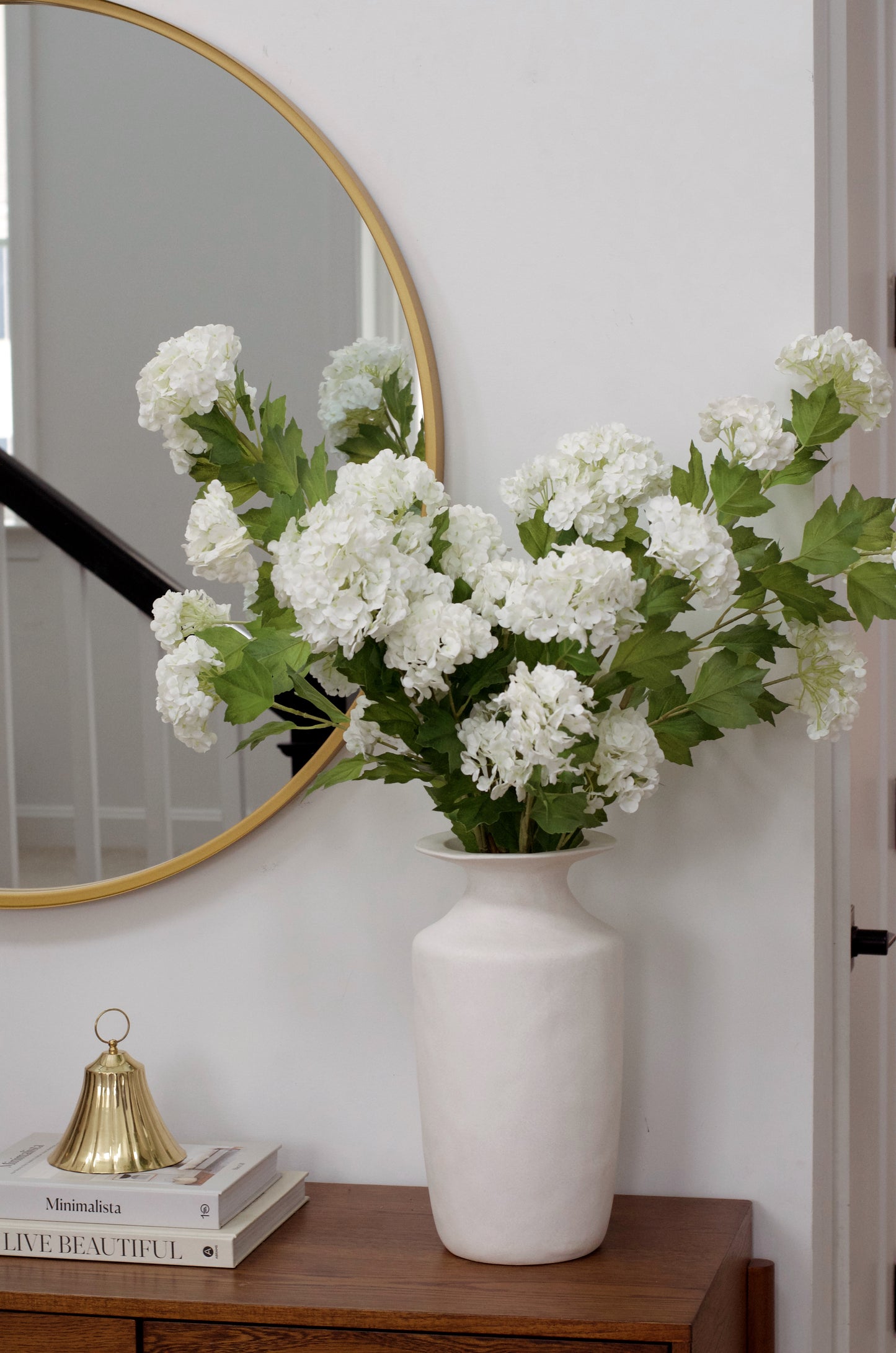 Real Touch White Viburnum Hydrangea Stems 33” (Set of 3 or 6)