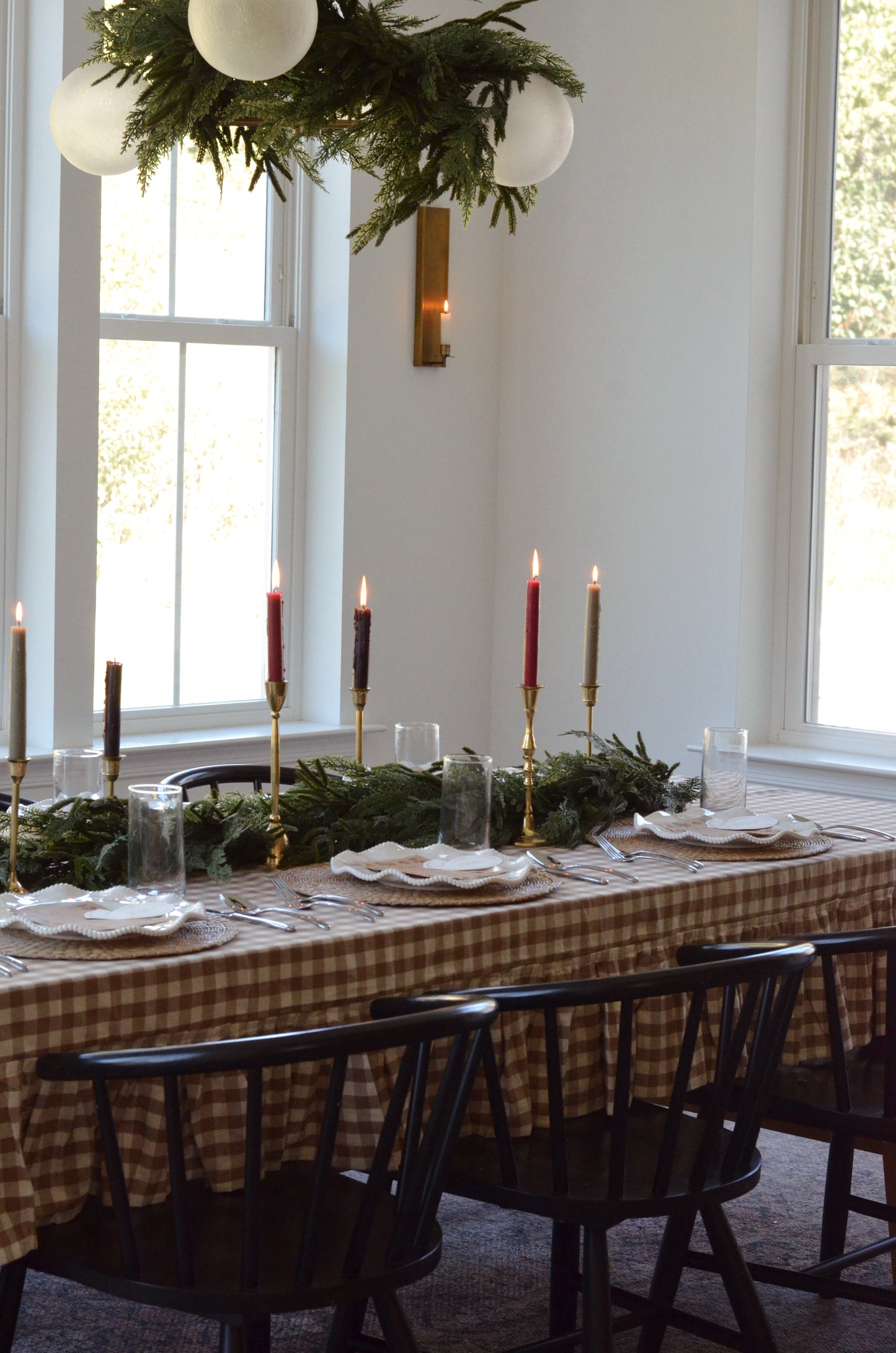 Chestnut Ruffle Gingham Tablecloth