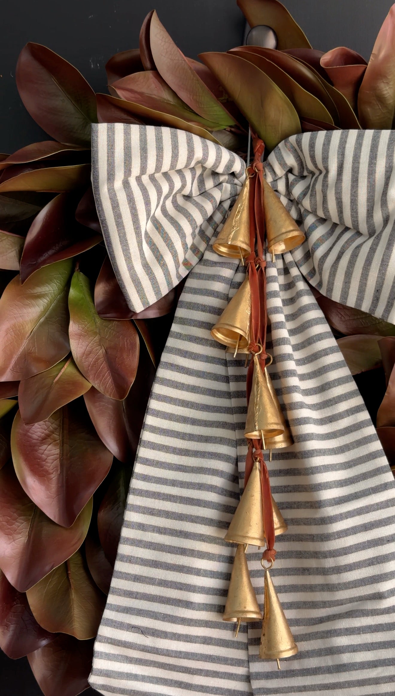Large Charcoal Stripe Bow