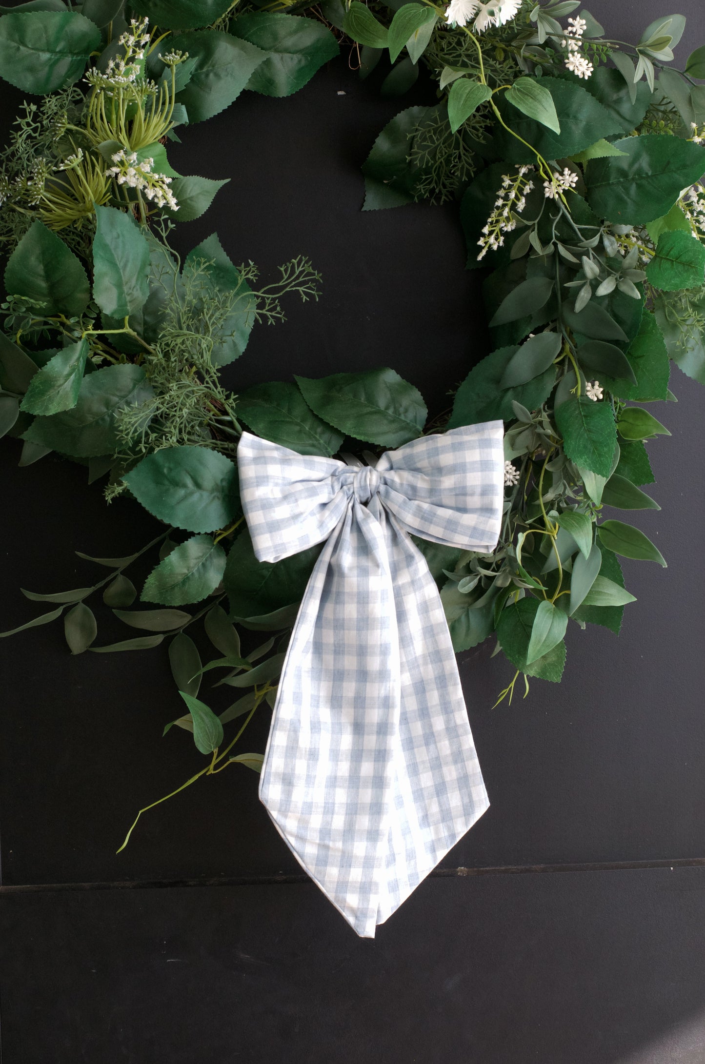 Medium Baby Blue Gingham Bow