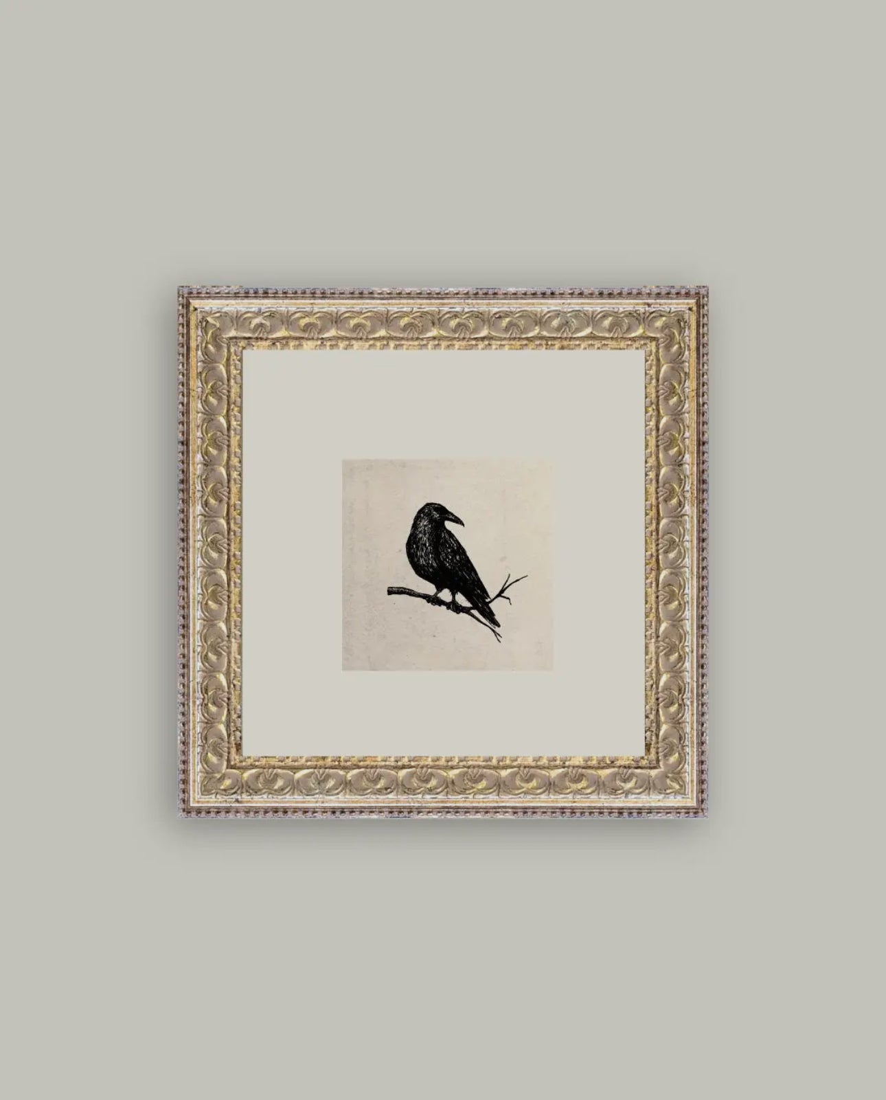 Vintage Crow Framed Art 9”x9”