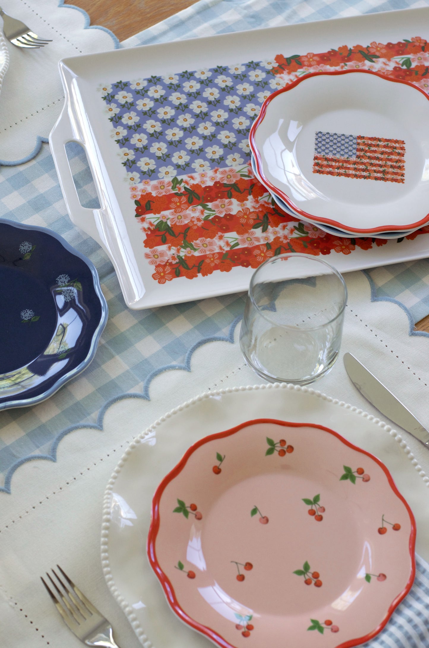 Americana Melamine Serving Platter with Handles