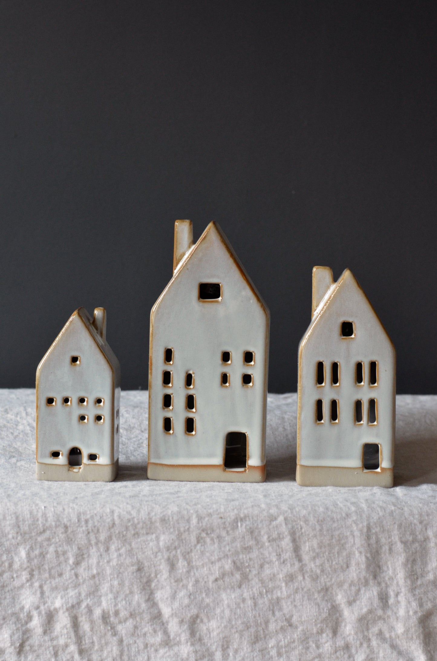 Lighted Stoneware Village (Set of 3)