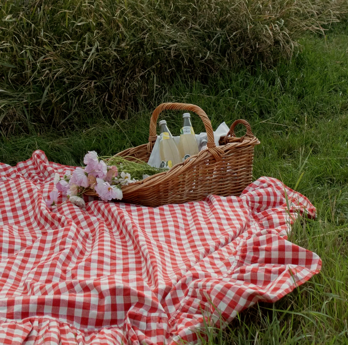Red Ruffle Gingham Tablecloth