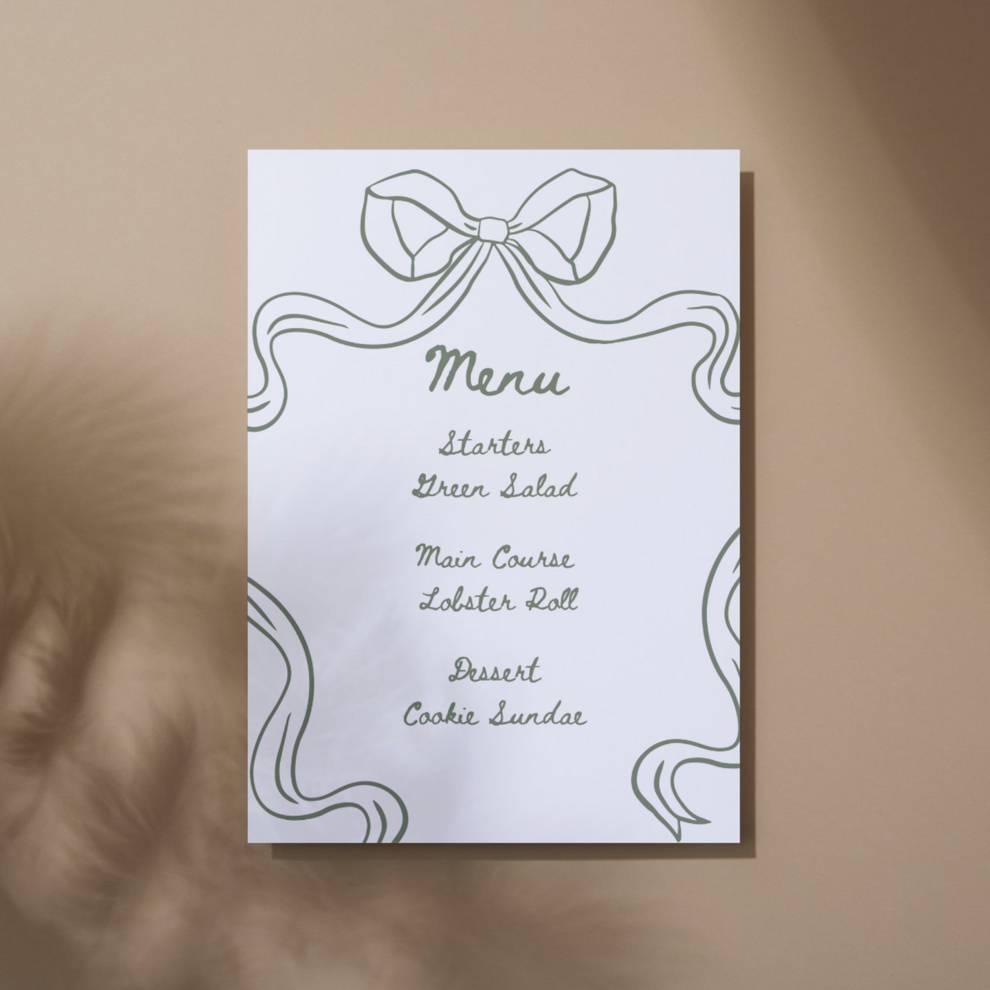 Whimsical Bow Menu Card (Printable Template)