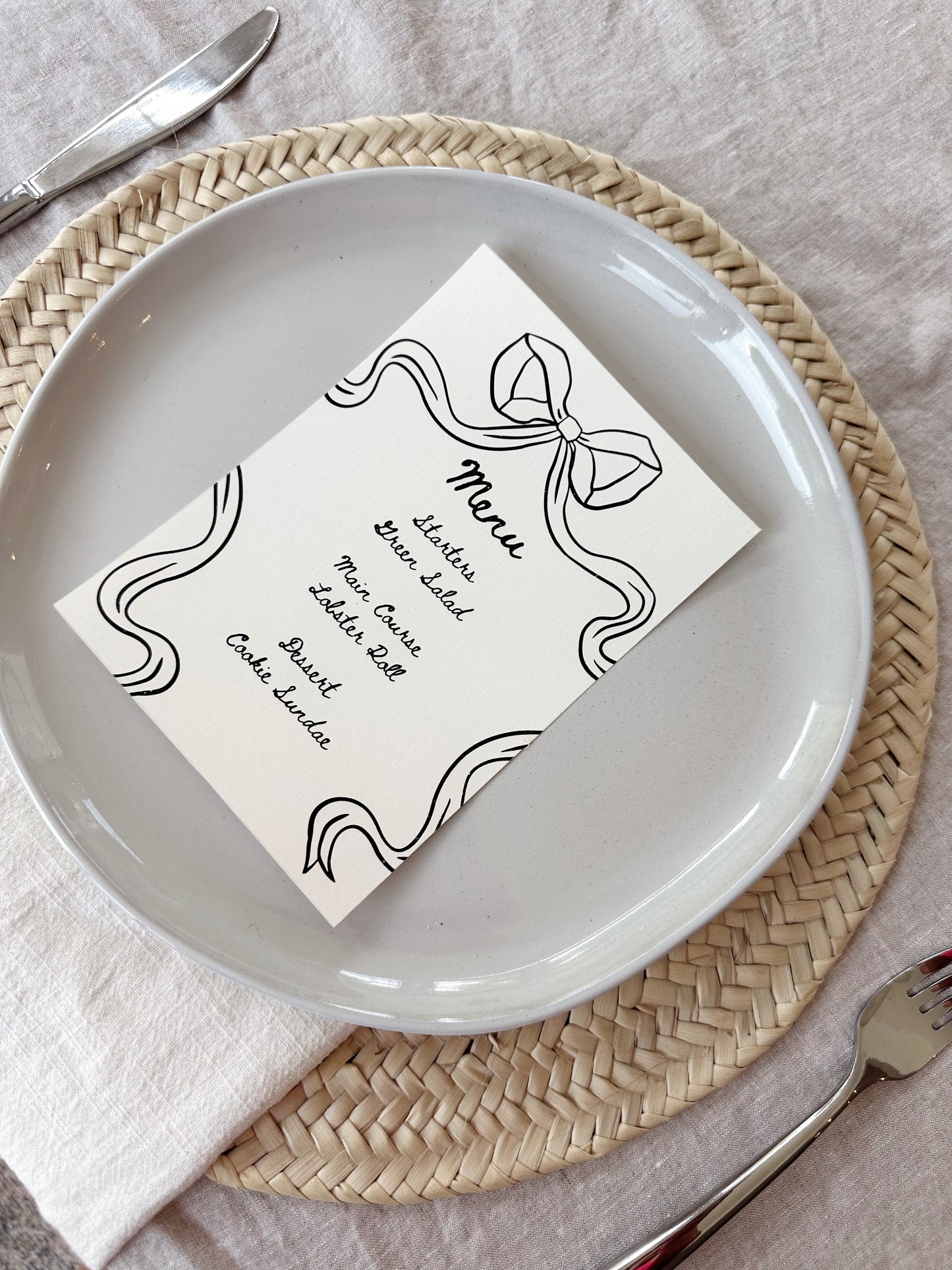Whimsical Bow Menu Card (Printable Template)