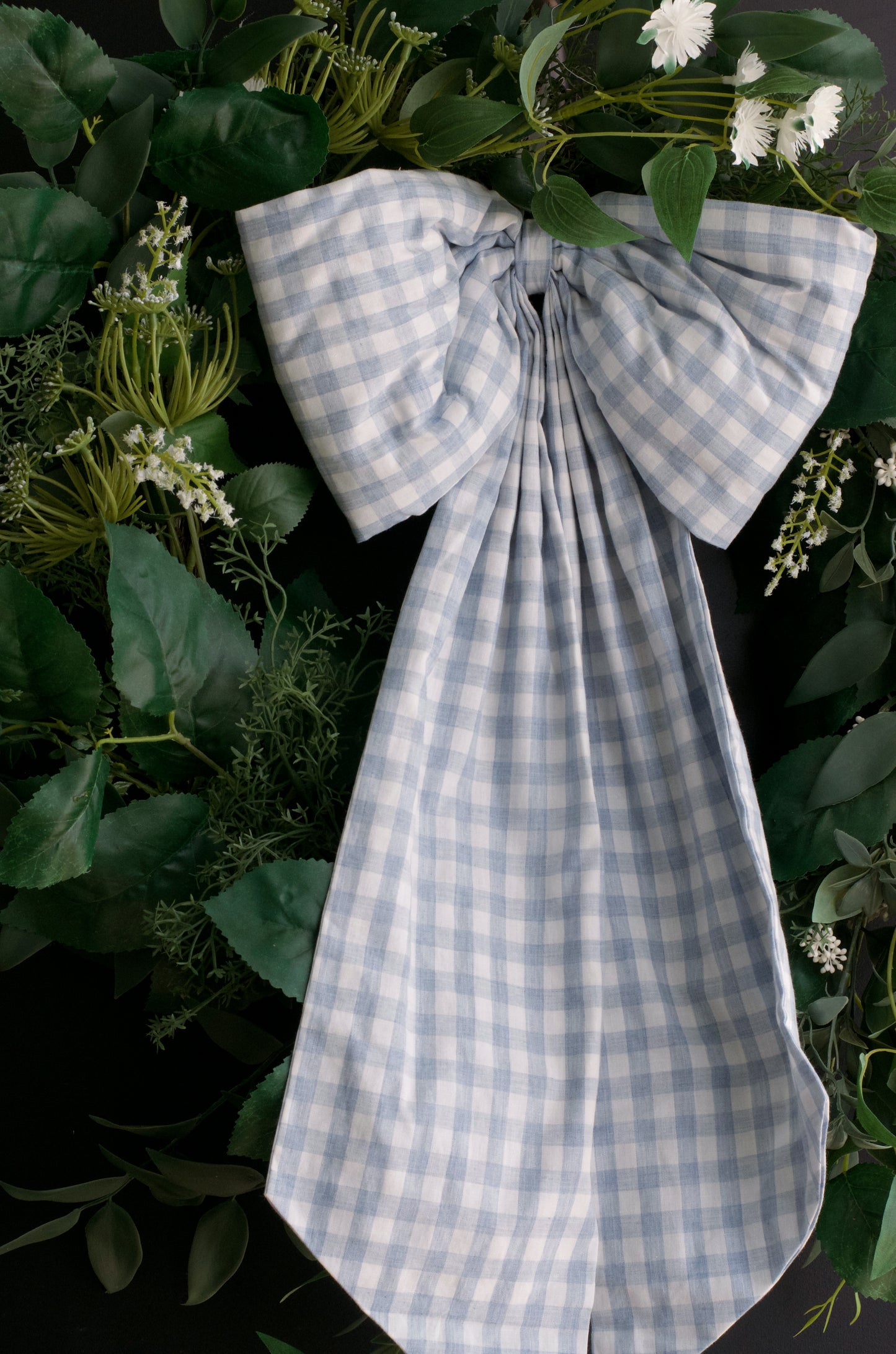 Large Baby Blue Gingham Bow
