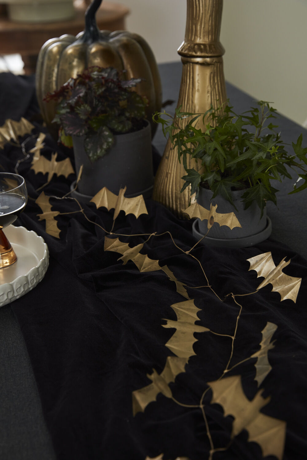 Distressed Gold Bat Garland