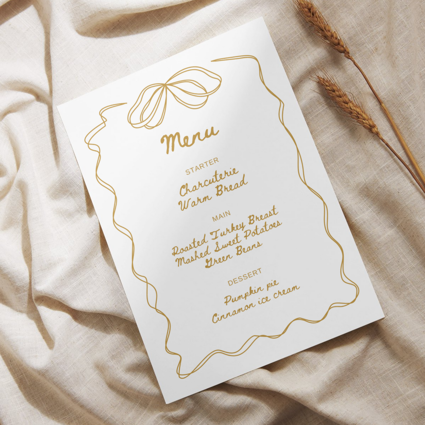 Autumn Bow Menu (Printable Template)
