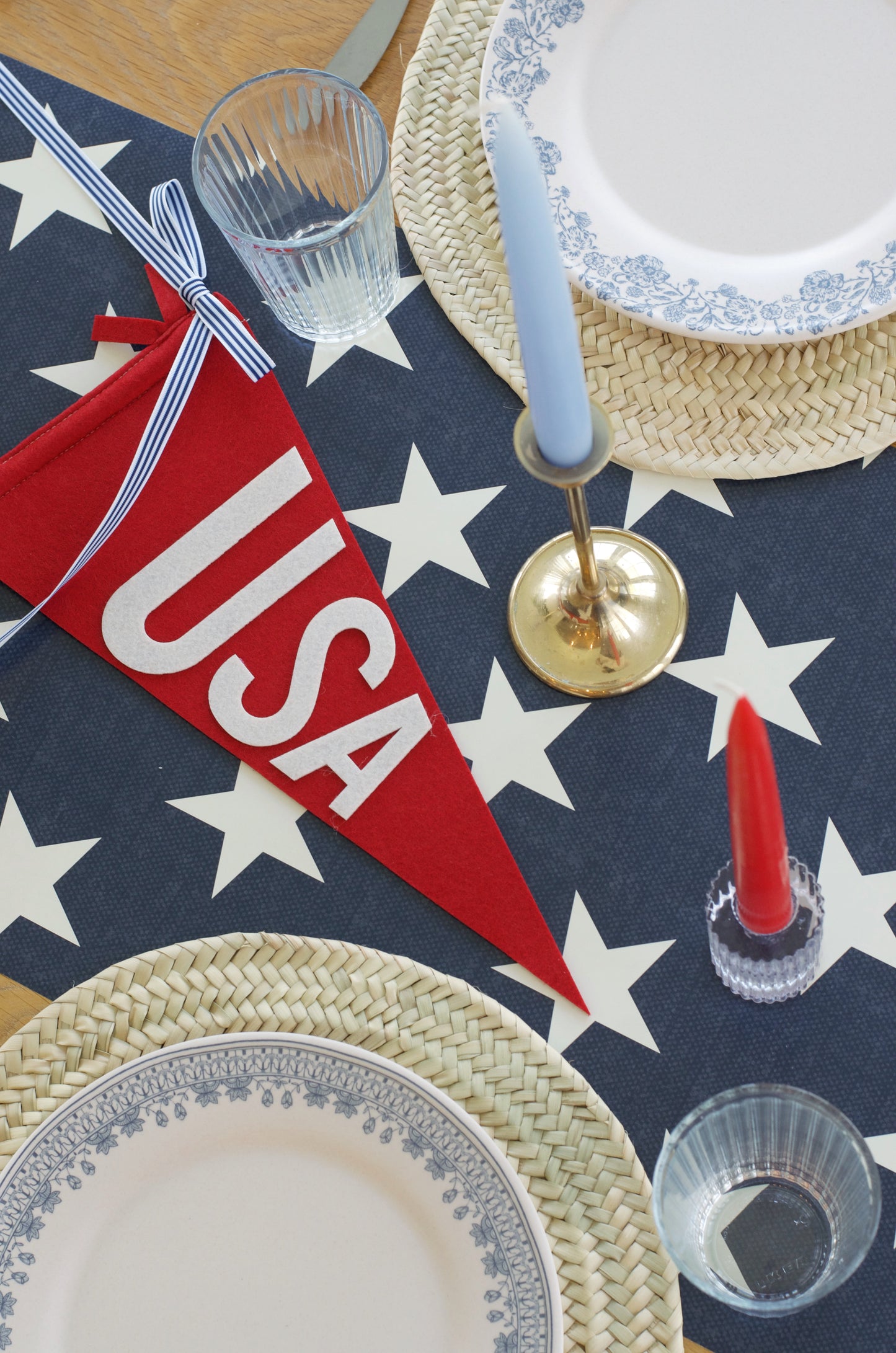 Blue Star Paper Table Runner