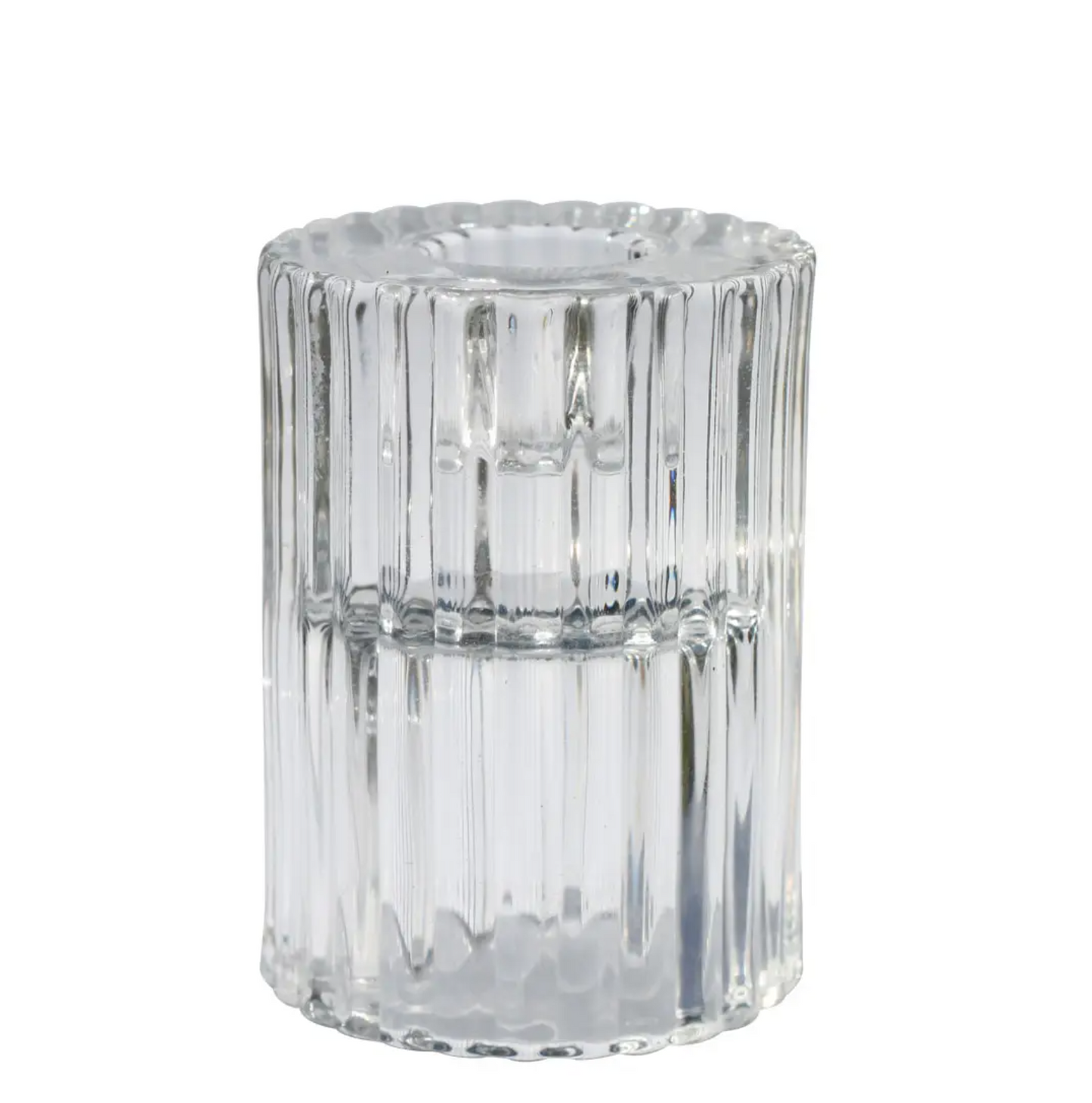 Ribbed Glass Candle Holder