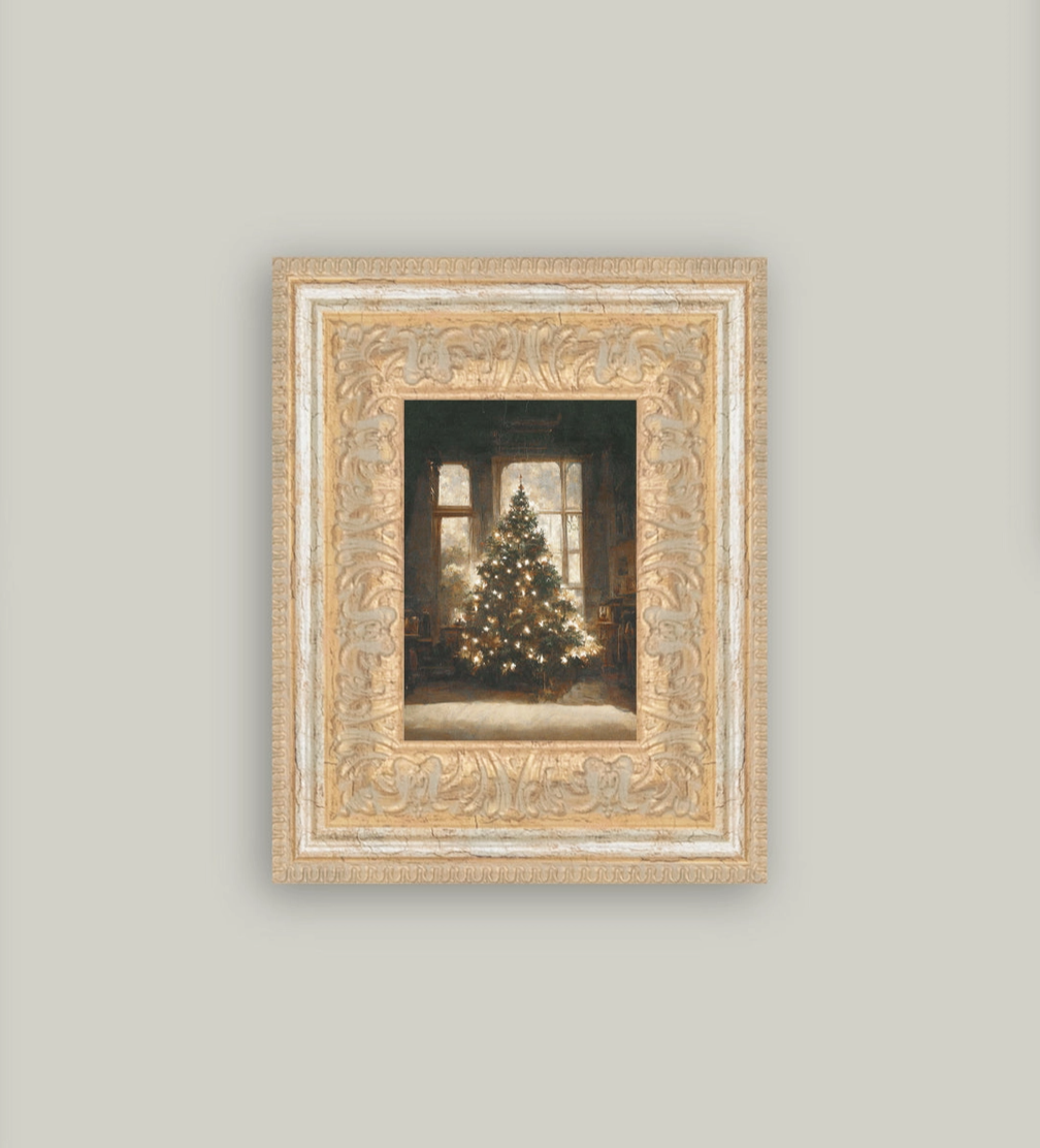 *Shipping 11/3* Glowing Christmas Tree Vintage Art - 7" x 9"