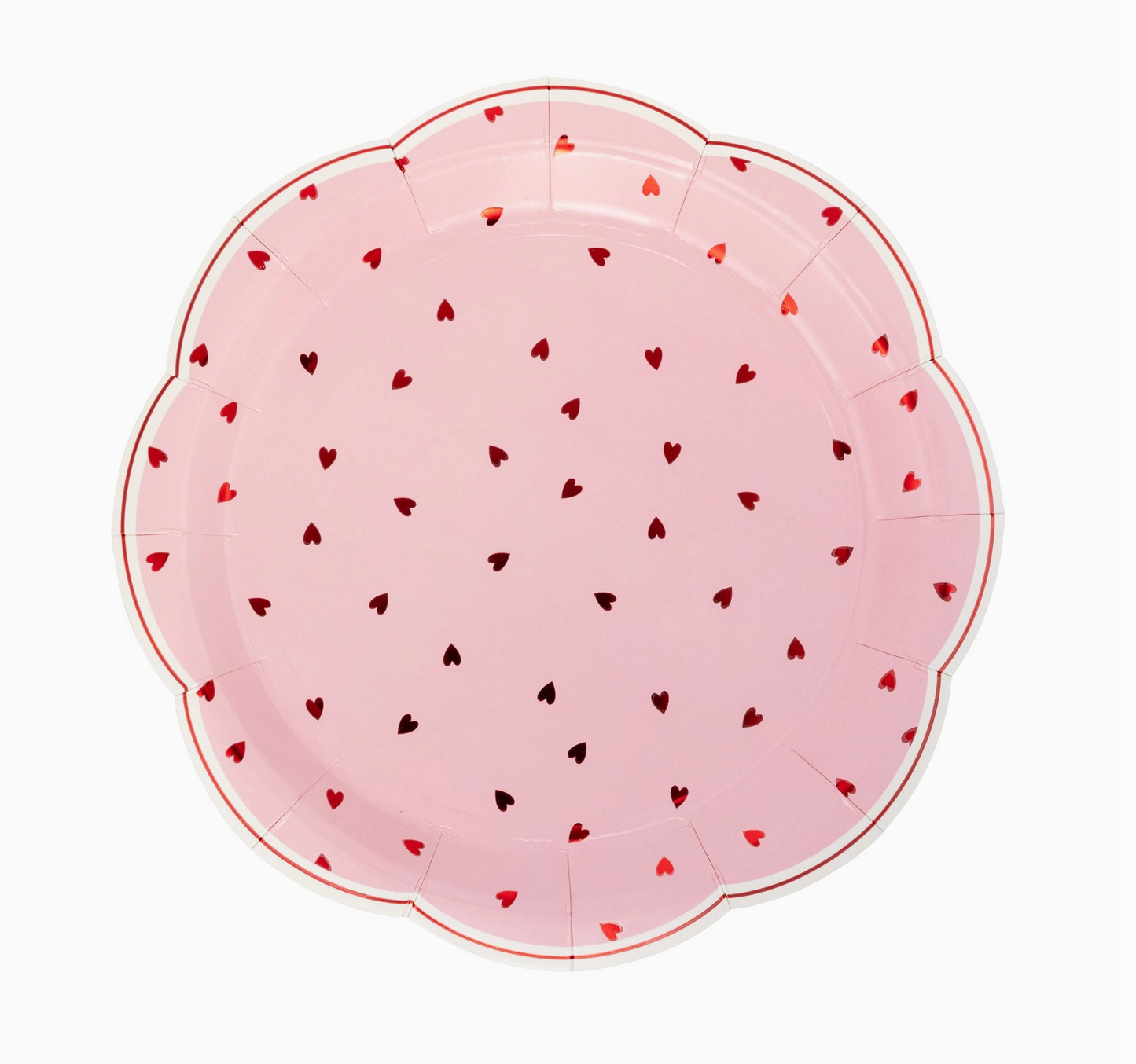 9" Scalloped Scattered Heart Plate (8 pack)