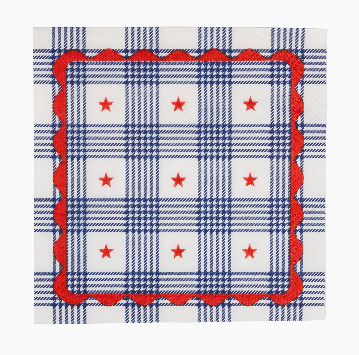 Plaid Stars Paper Cocktail Napkin (24 Pack)