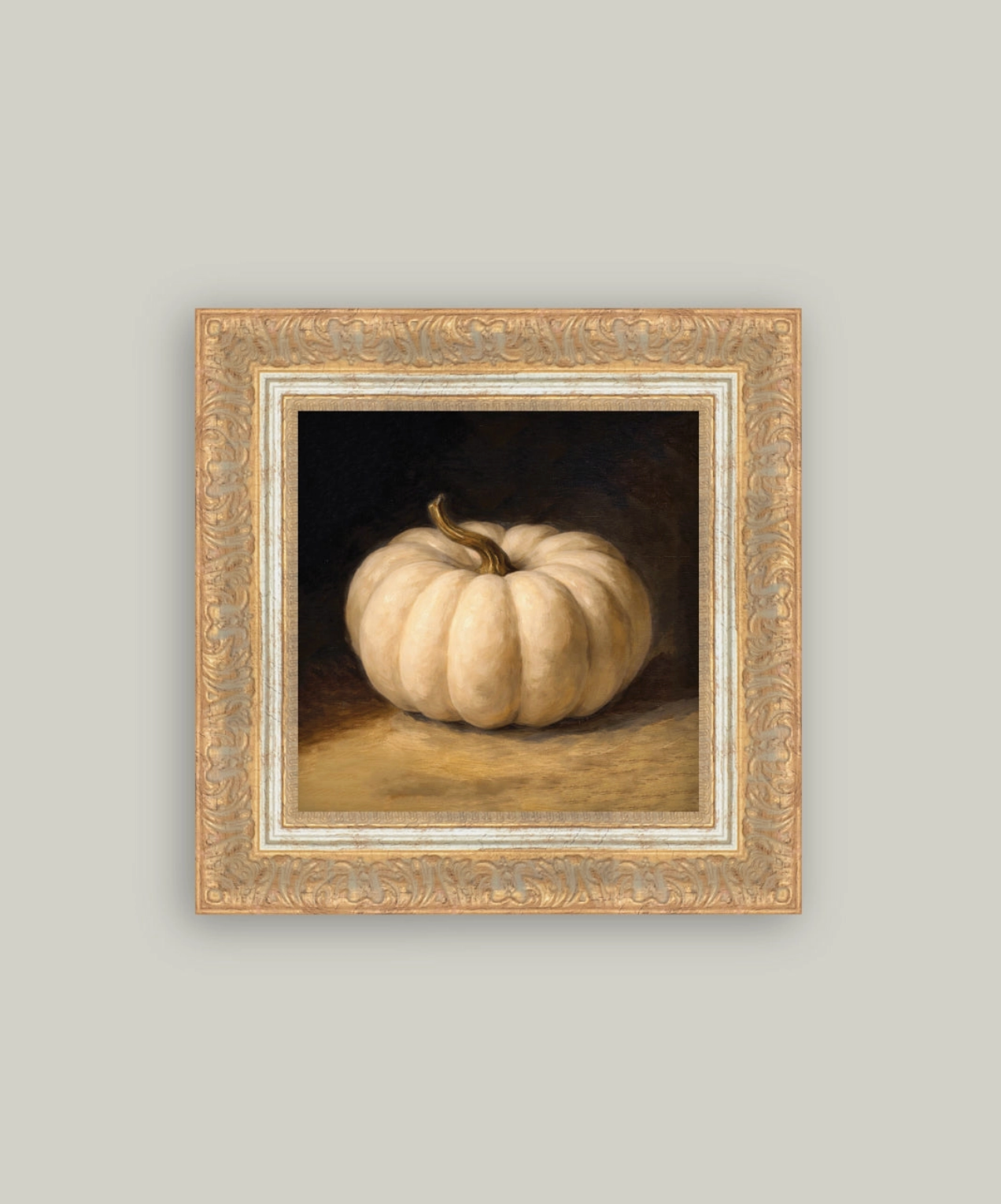 White Pumpkin Framed Art - 11" x 11"