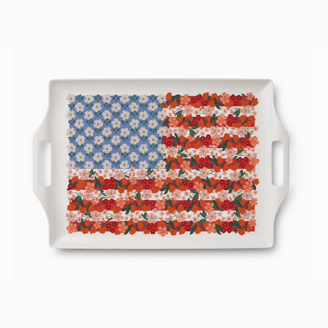 Americana Melamine Serving Platter with Handles