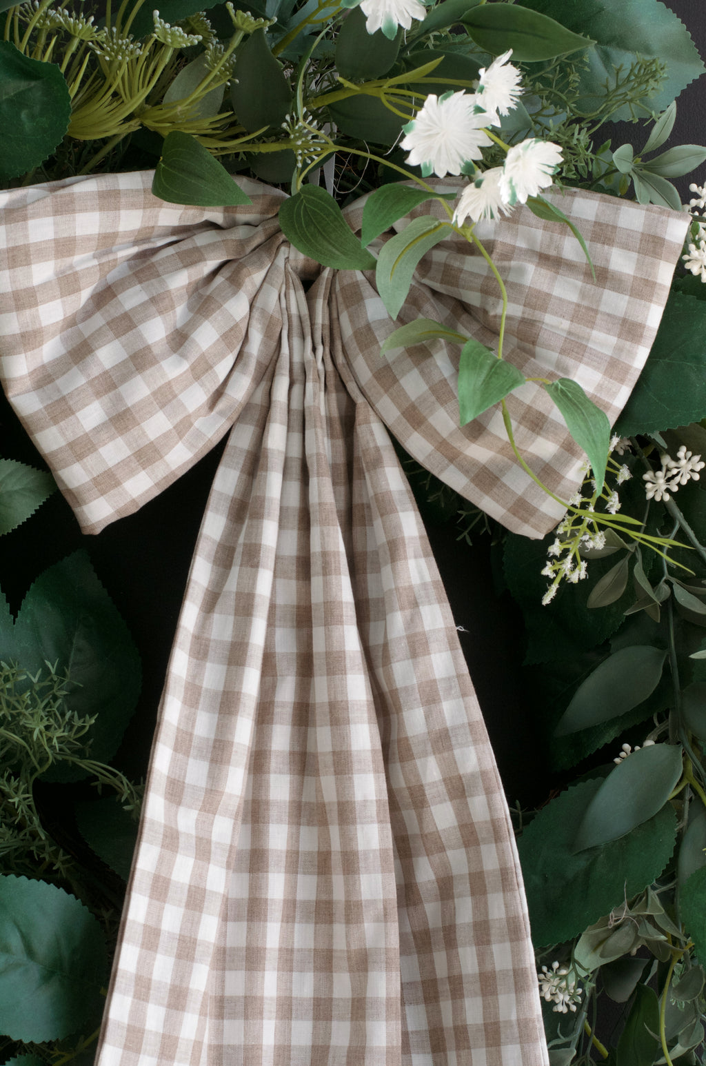 Large Beige Gingham Bow