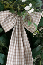 Large Beige Gingham Bow