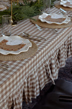 Chestnut Ruffle Gingham Tablecloth