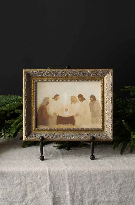 Nativity Framed Vintage Art - 10" x 8"