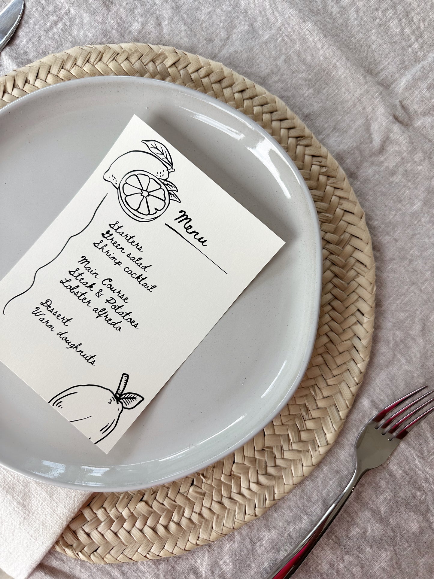 Lemon Menu Card (Printable Template)