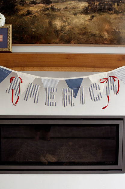 America Ticking Stripe Garland