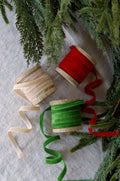 1/4" Velvet Holiday Ribbon on Wood Spool (Set of 3)