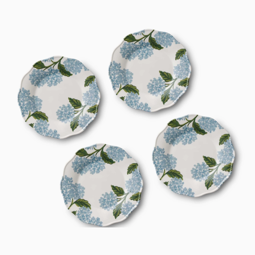 Hydrangea Melamine Dessert / Salad Plates (Set of 4)