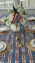 Americana Indigo & Poppy Tablecloth