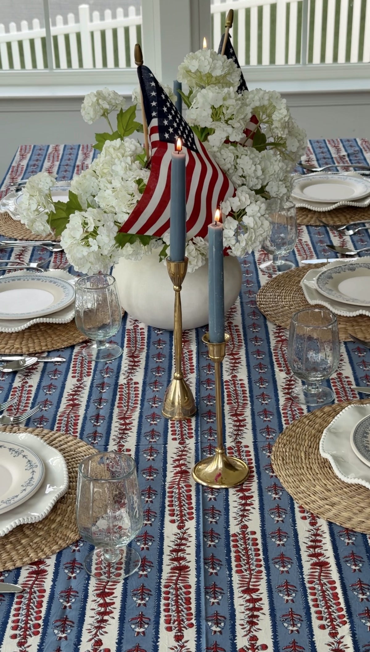 Americana Indigo & Poppy Tablecloth