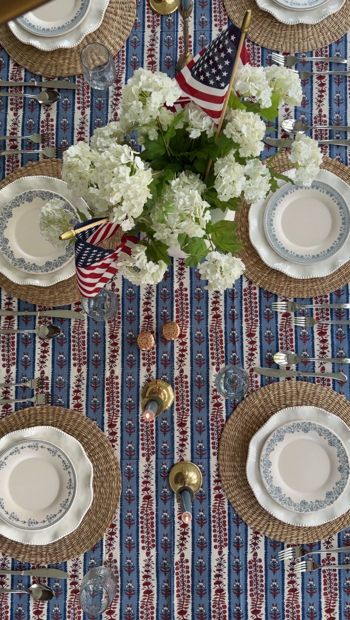 Americana Indigo & Poppy Tablecloth