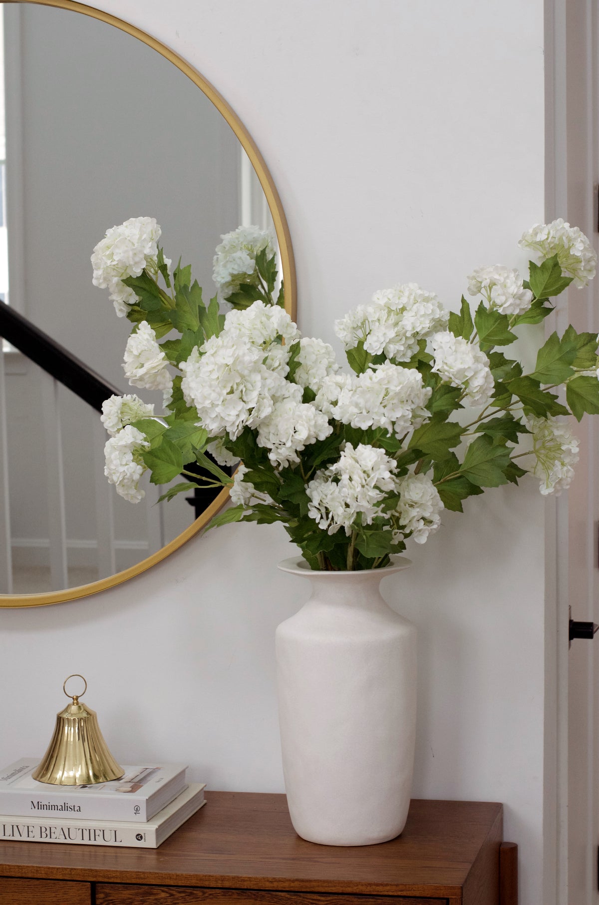 Real Touch White Viburnum Hydrangea Stems 33” (Set of 3 or 6)