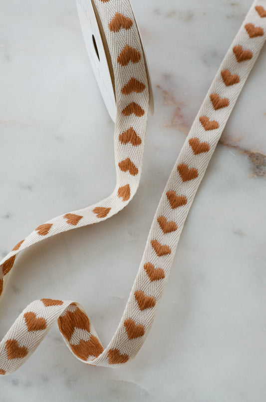 Brown Hearts Ribbon