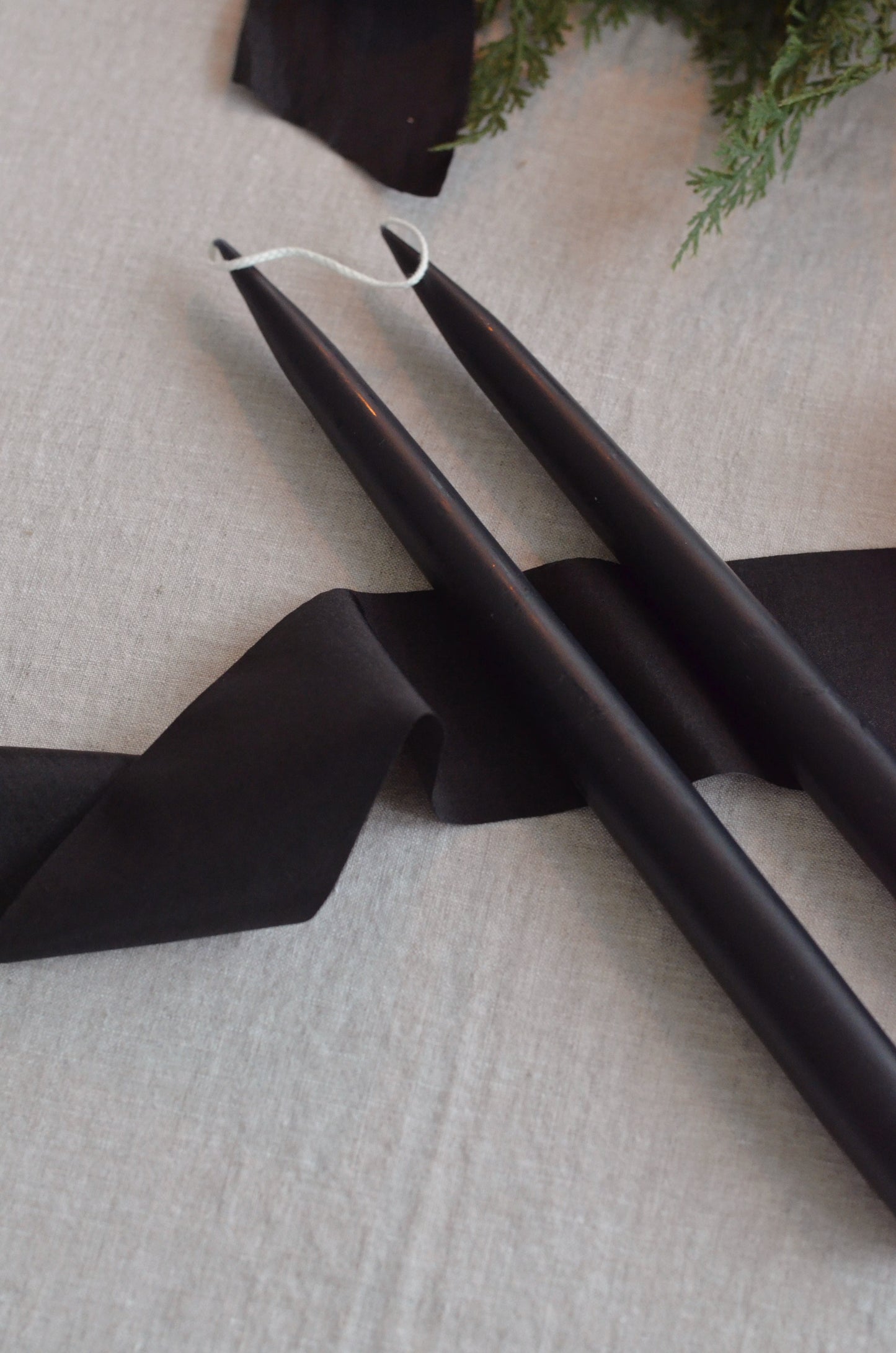 NYE Black 12” Taper & 2.5” Faux Silk Ribbon Bundle