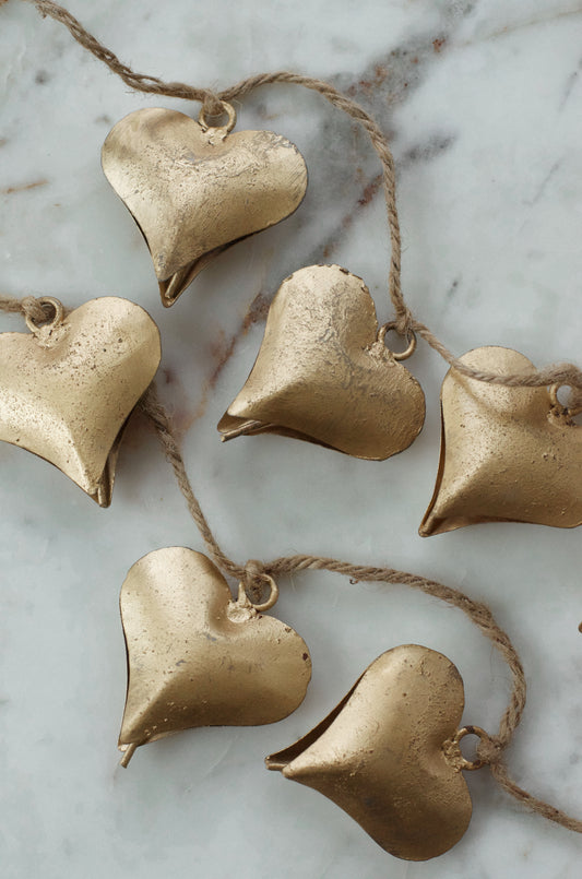 Gold Heart Bell Garland