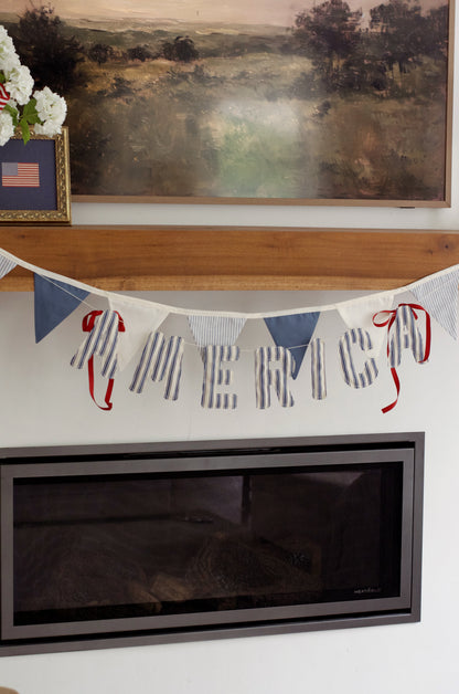 America Ticking Stripe Garland