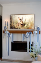 Double Bow Kit - Light Blue Gingham & Ivory Faux Silk