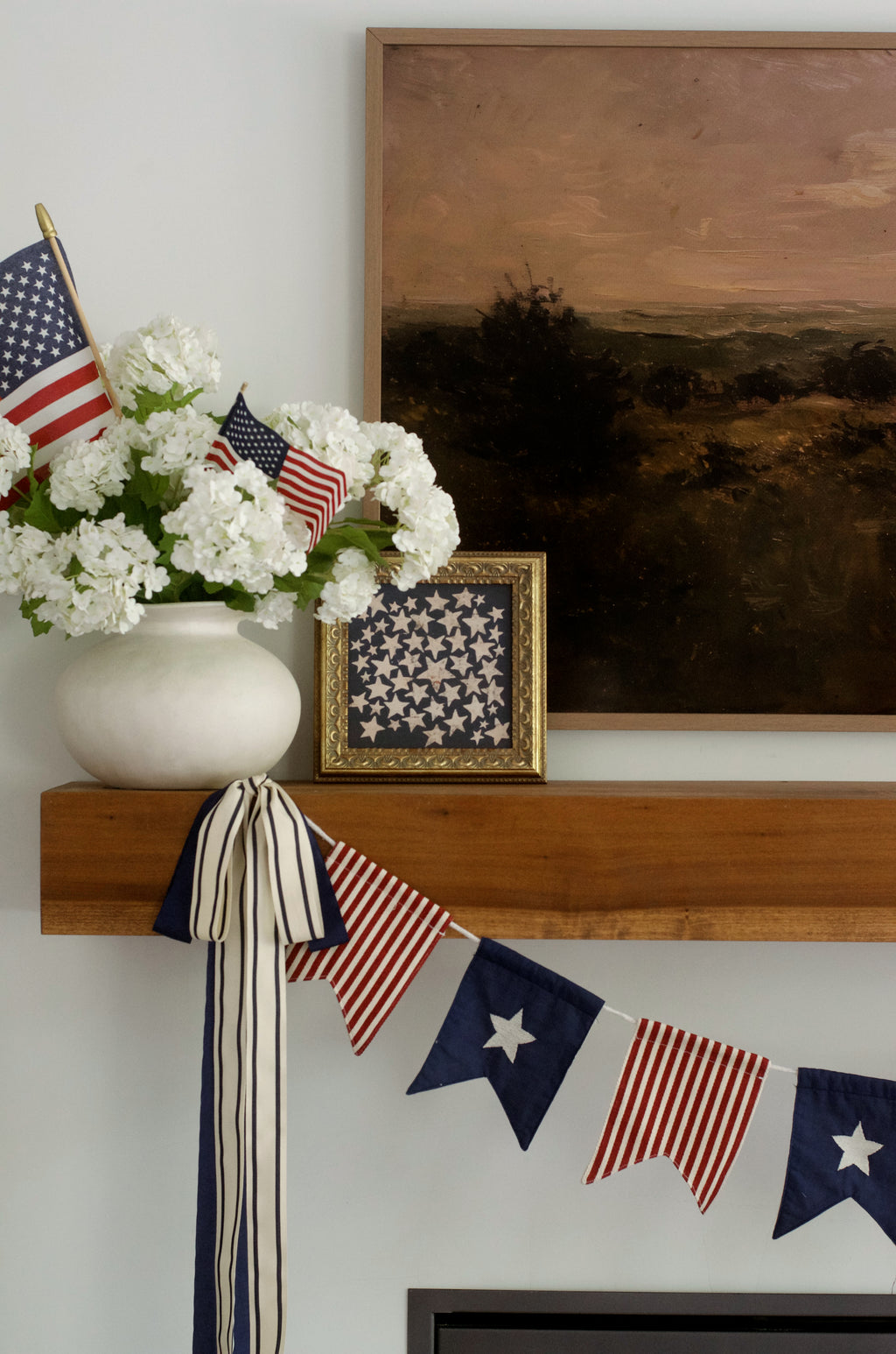 Americana Stars Framed Vintage Art - 9" x 9"