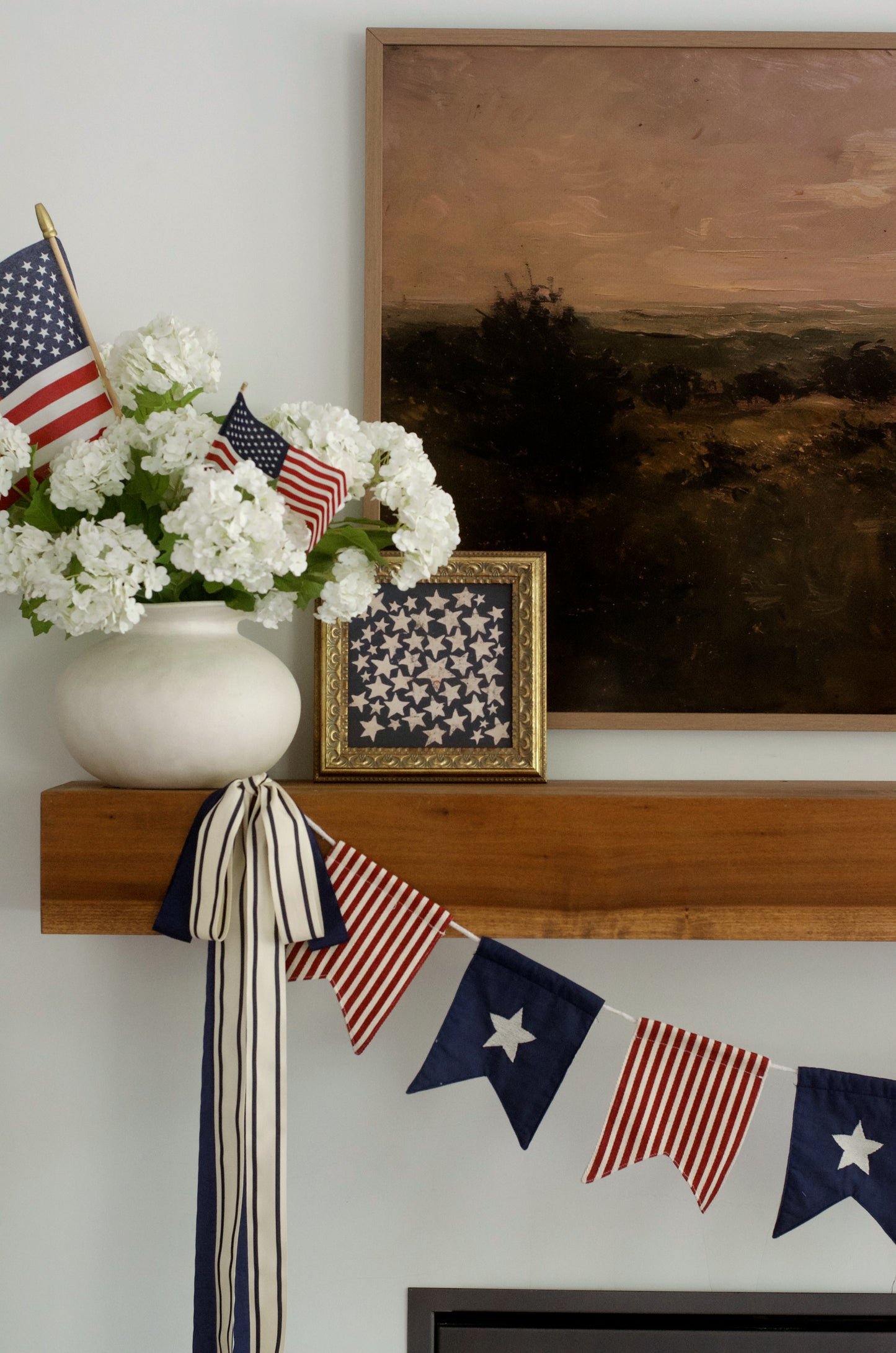 Americana Stars Framed Vintage Art - 9" x 9"