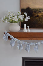 Blue Gingham Fabric Bow Garland