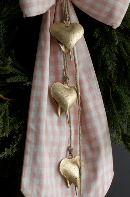 Gold Hanging Heart Bells