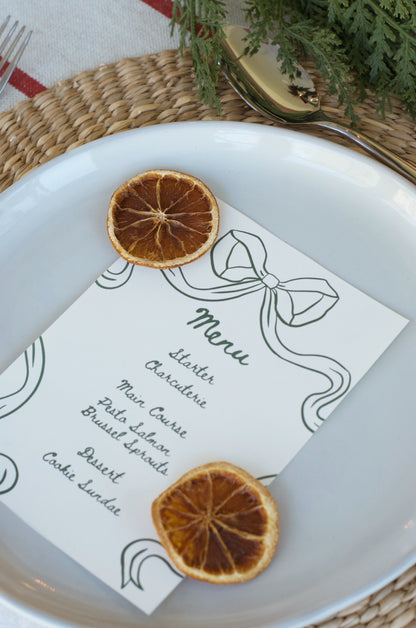 Whimsical Bow Menu Card (Printable Template)