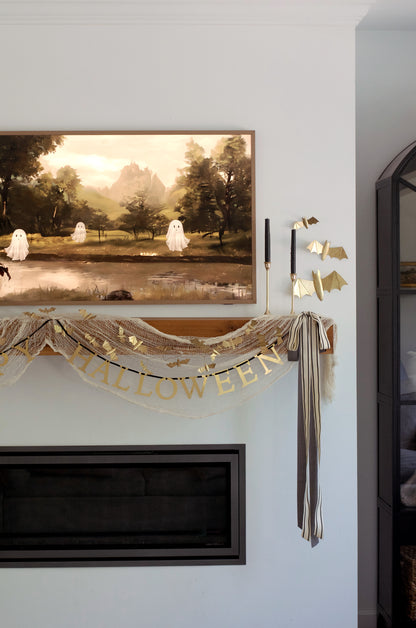 Gold Metal Happy Halloween Garland