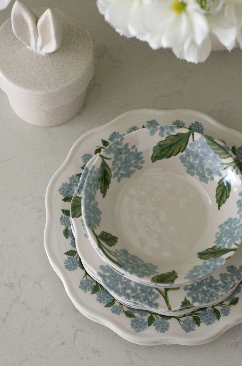 Hydrangea Melamine Bowls (Set of 4)