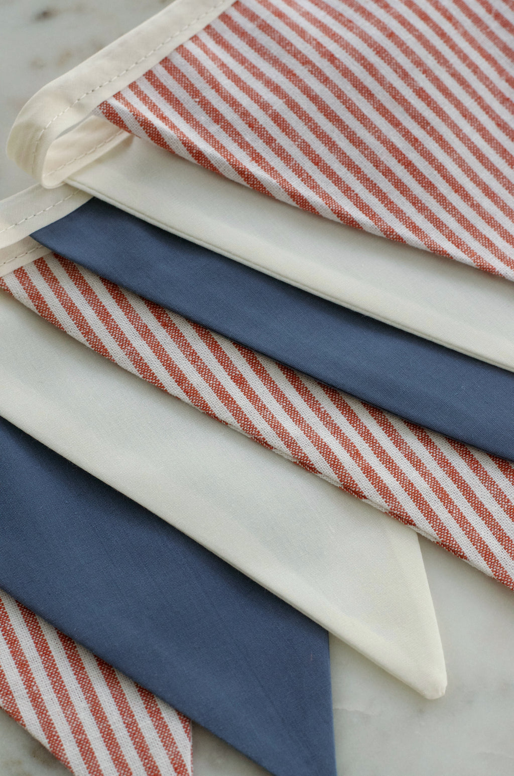 Blue and Red Striped Pennant Garland