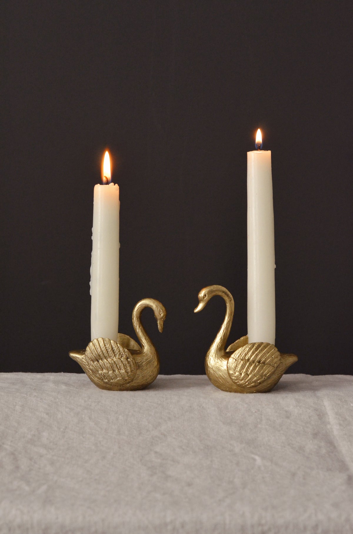 Swan Taper Holder Pair