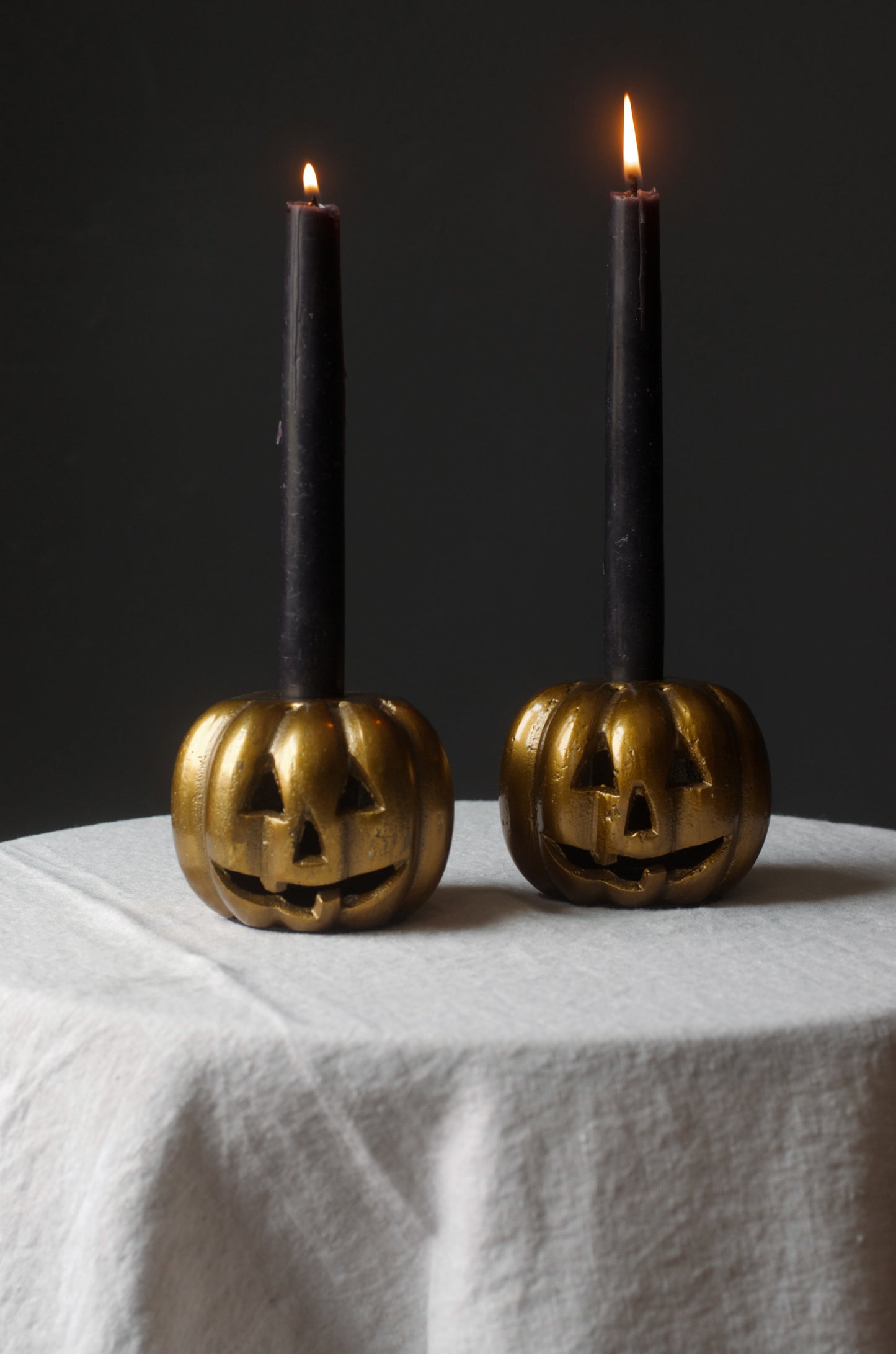 Brass Carved Pumpkin Candle Holder