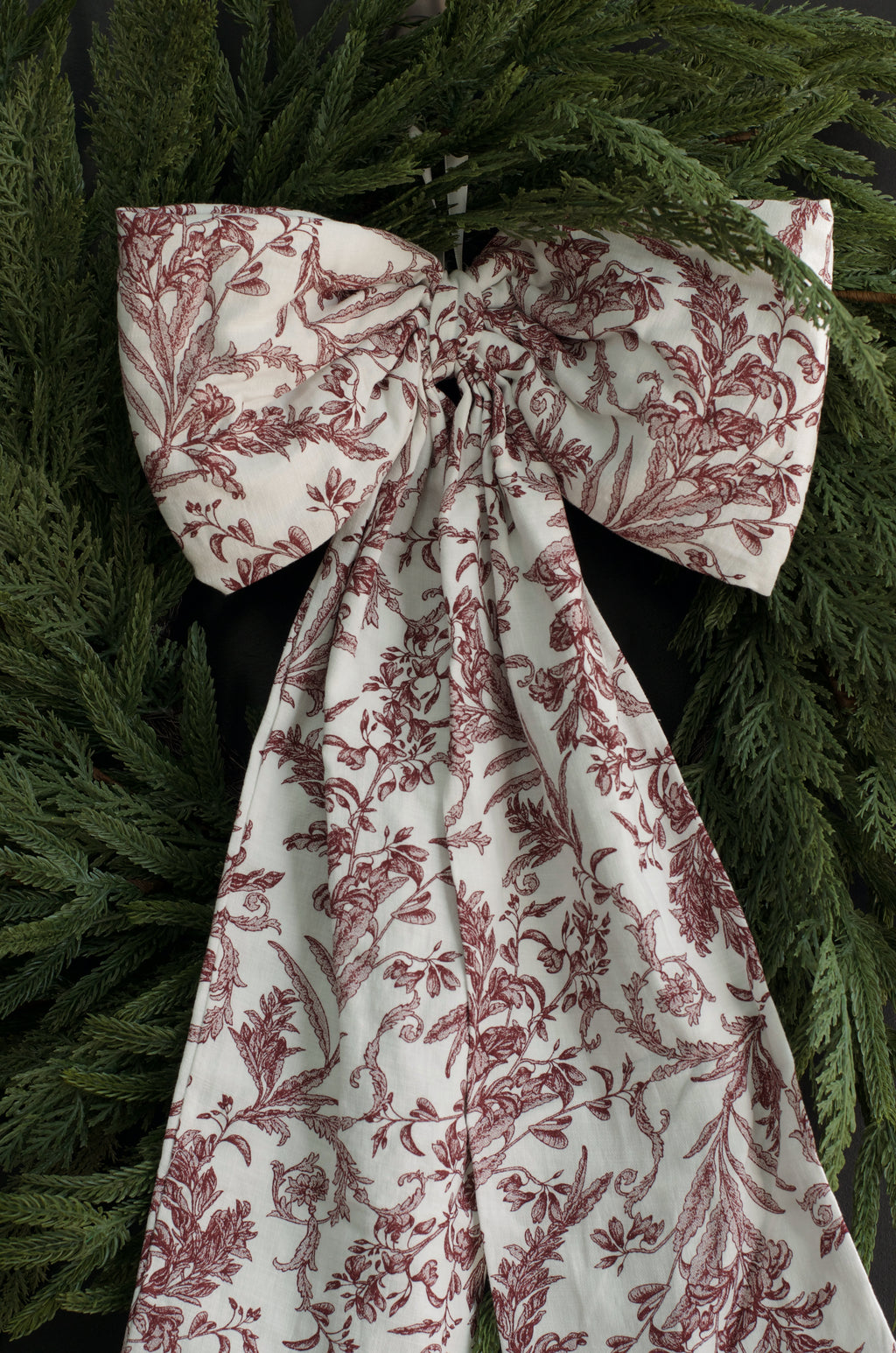 Large Burgundy Toile Bow