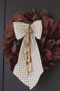 Large Beige Gingham Bow